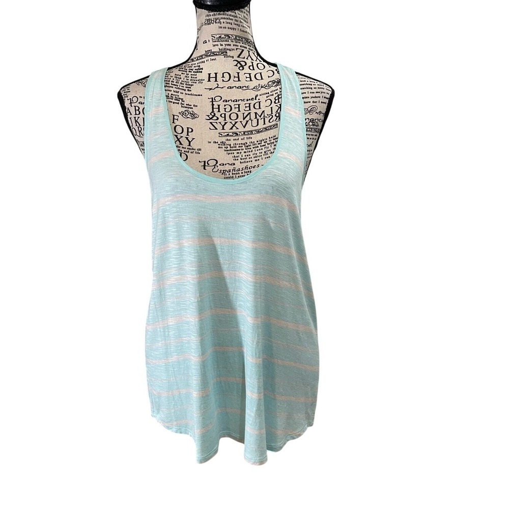 Anthropologie Pale Blue & White Striped Scoop Neck Tank